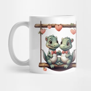 Valentine Crocodile Couple On Swing Mug